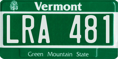 VT license plate LRA481