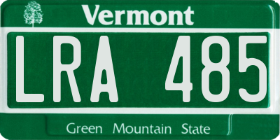 VT license plate LRA485