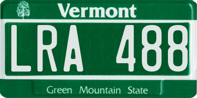 VT license plate LRA488