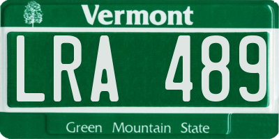 VT license plate LRA489