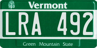 VT license plate LRA492