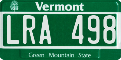 VT license plate LRA498