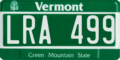 VT license plate LRA499