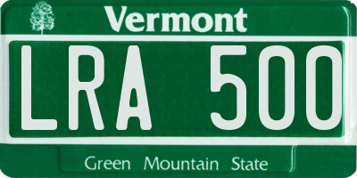 VT license plate LRA500