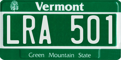 VT license plate LRA501