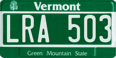 VT license plate LRA503