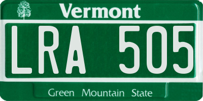 VT license plate LRA505