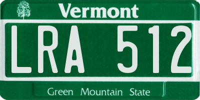 VT license plate LRA512