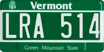 VT license plate LRA514
