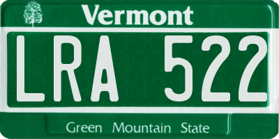 VT license plate LRA522