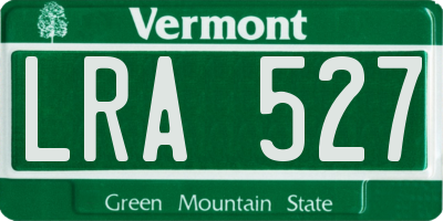 VT license plate LRA527