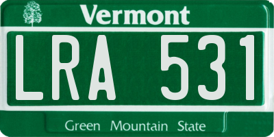 VT license plate LRA531