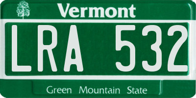 VT license plate LRA532