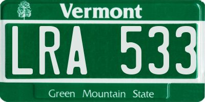 VT license plate LRA533