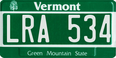VT license plate LRA534