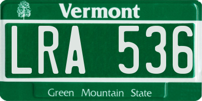 VT license plate LRA536