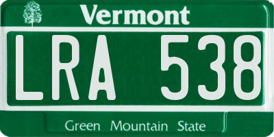 VT license plate LRA538
