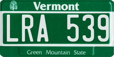 VT license plate LRA539