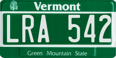 VT license plate LRA542