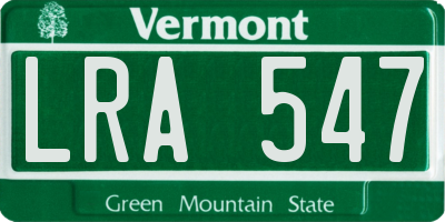 VT license plate LRA547