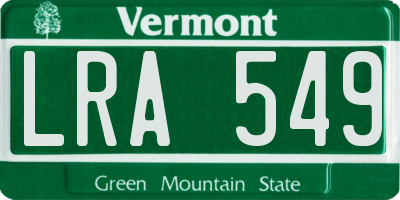 VT license plate LRA549