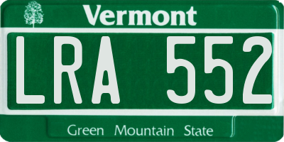 VT license plate LRA552