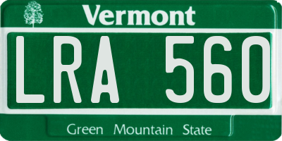 VT license plate LRA560