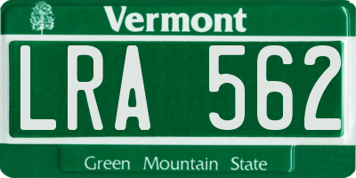 VT license plate LRA562