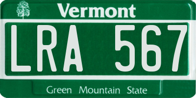 VT license plate LRA567