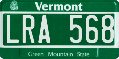 VT license plate LRA568