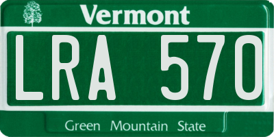 VT license plate LRA570