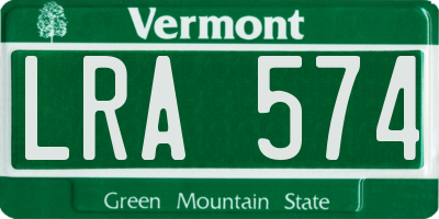VT license plate LRA574
