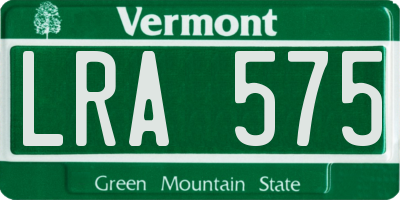 VT license plate LRA575