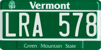 VT license plate LRA578