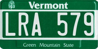 VT license plate LRA579