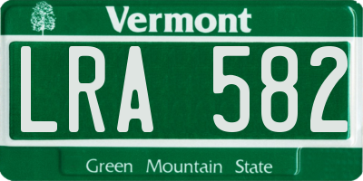 VT license plate LRA582