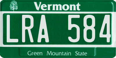VT license plate LRA584