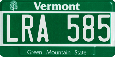 VT license plate LRA585