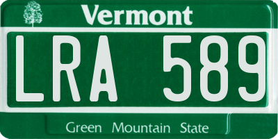 VT license plate LRA589