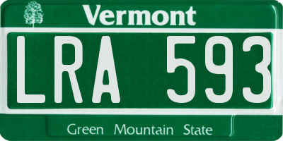 VT license plate LRA593