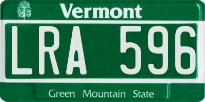 VT license plate LRA596