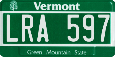 VT license plate LRA597