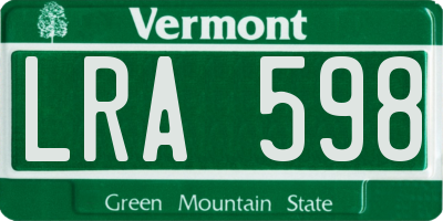 VT license plate LRA598