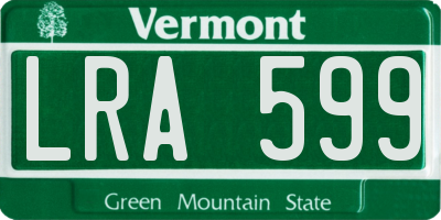 VT license plate LRA599