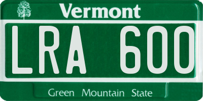 VT license plate LRA600
