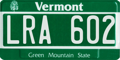 VT license plate LRA602