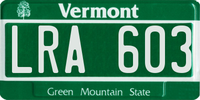VT license plate LRA603