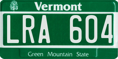 VT license plate LRA604
