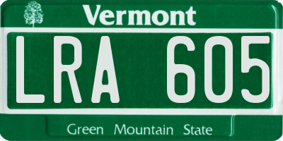 VT license plate LRA605