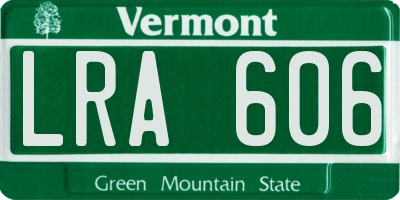 VT license plate LRA606